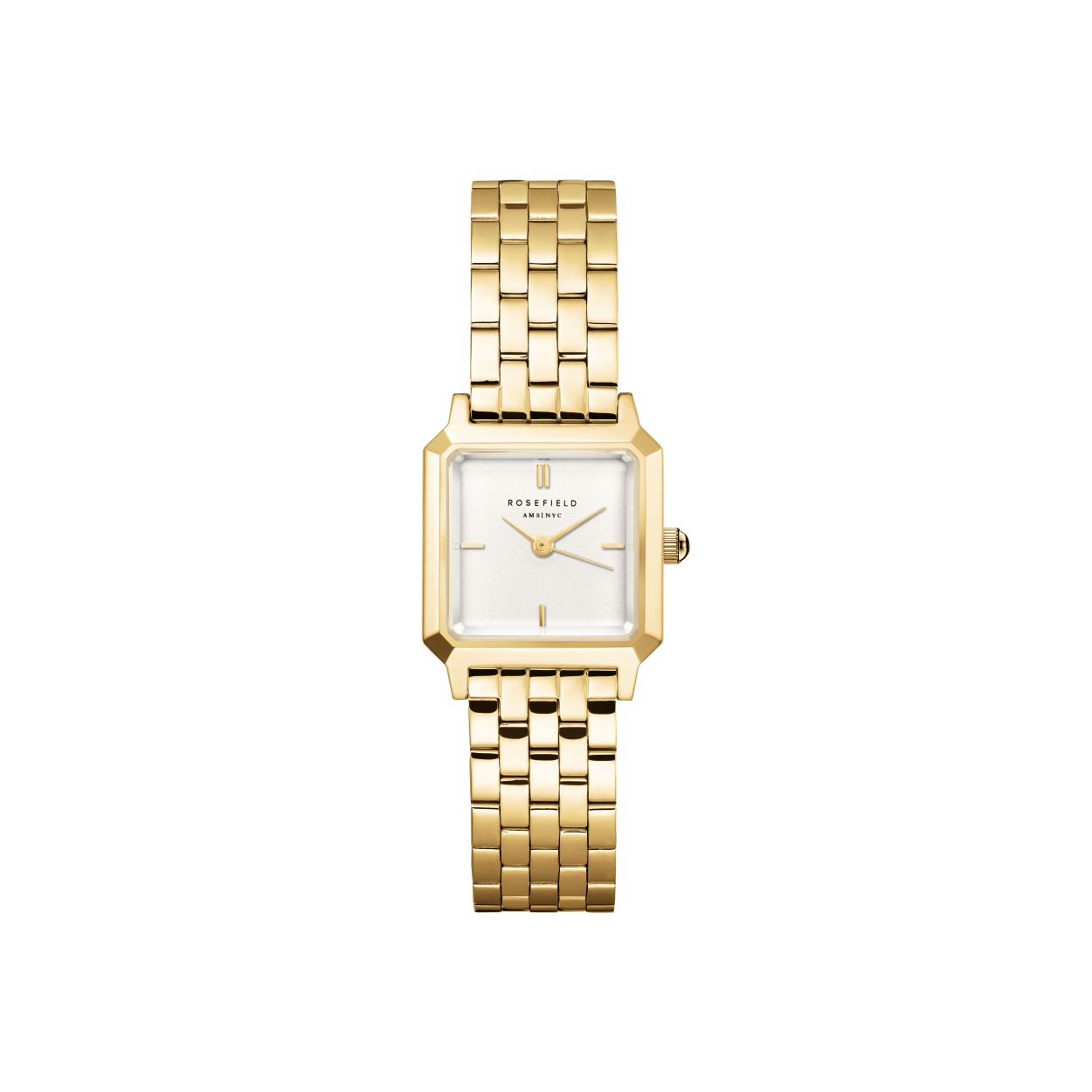 ROSEFIELD HORLOGE DAMES BWGSG-B01. The Boxelle White Dial Gold Steel