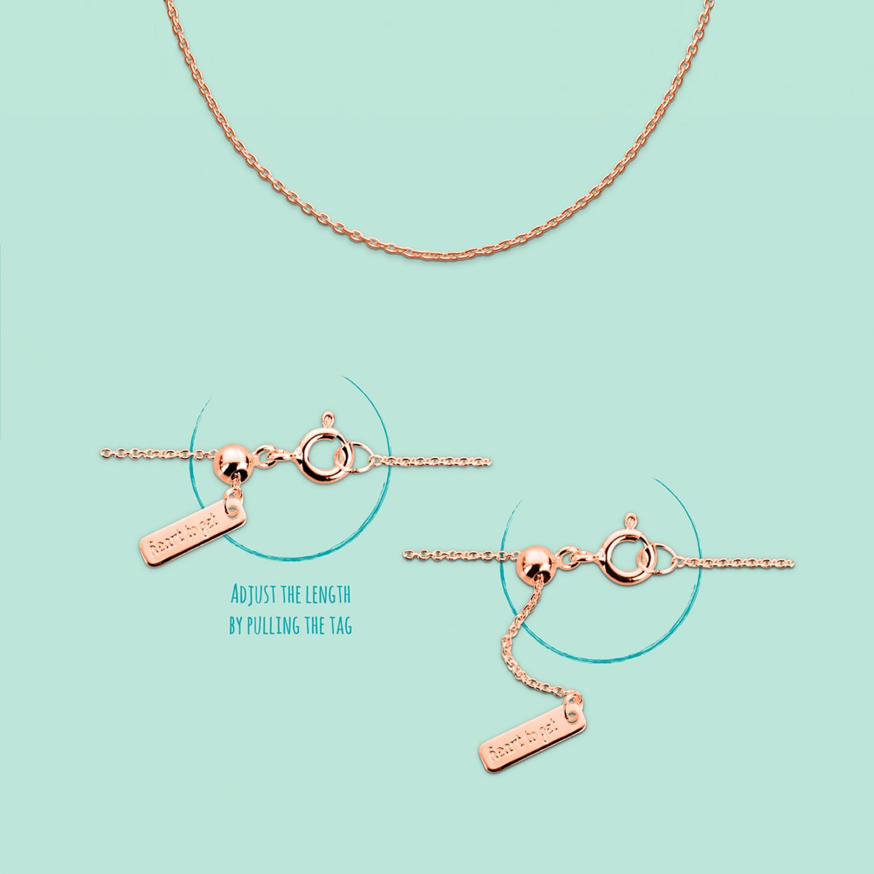 Heart To Get C230Adj14R Hanger Rosegoudkleurig Chain, Adjustable Up To 44 Cm., Rose Is Van De Collectie