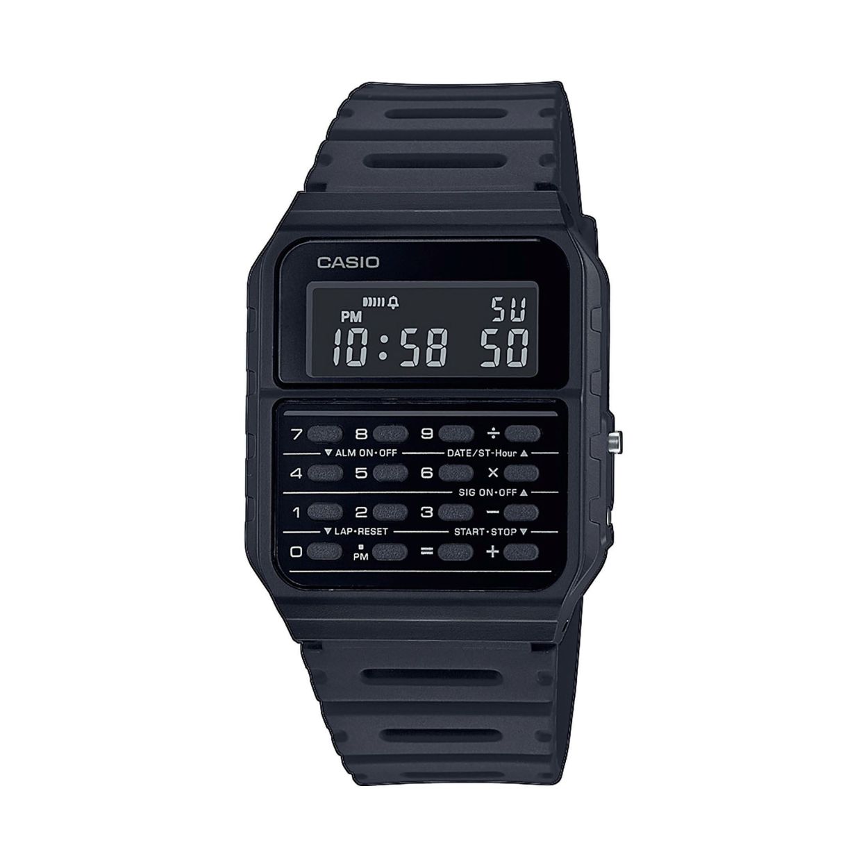 • Stoere vintage kleur • Calculator • Waterbestendig • 1/100 seconden stopwatch • Dubbele tijd
