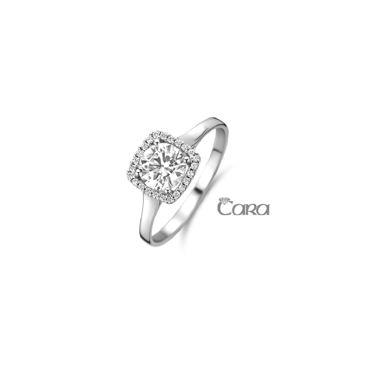 Deze ring is van het merk Cara. Het is een damessieraad.