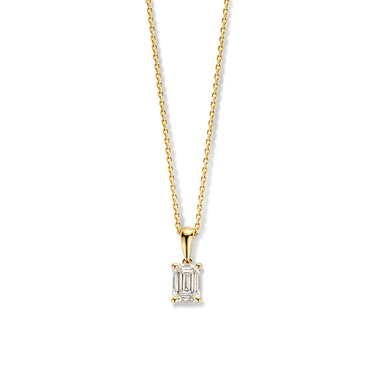 Aurore 18 krt geel gouden collier met 0.52 crt  Emerald lab grown diamant