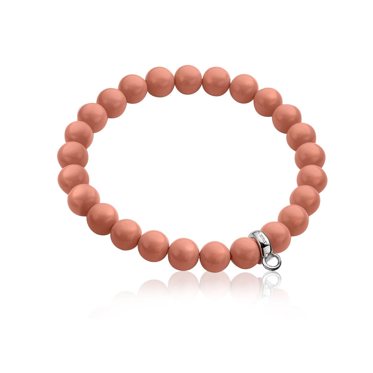 ZINZI Charms rek-armband one-size met parels in de kleur oranje-koraal. De armband is ideaal om Zinzi charms aan te hangen (aan het zilveren hangoog) en geven zo de armband een speels en leuk effect.
