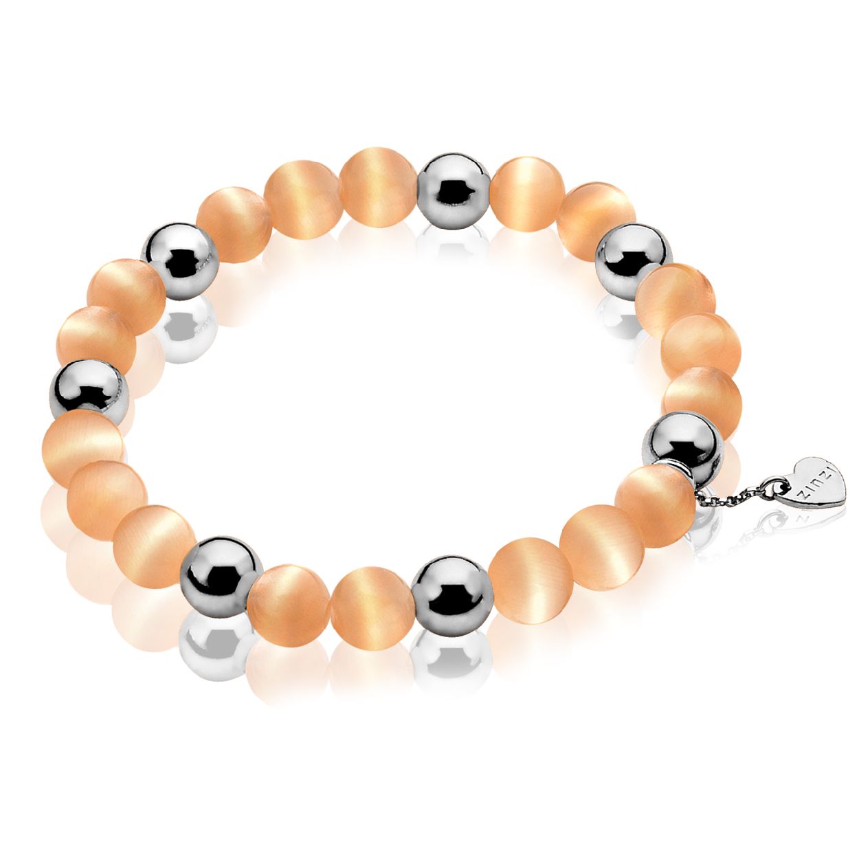 Zinzi zilveren rek-armband one-size oranje cateyes CH-A21K