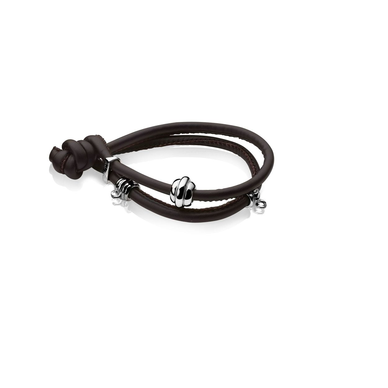 ZINZI ARMBAND leder met zilveren beads CH-A23BR