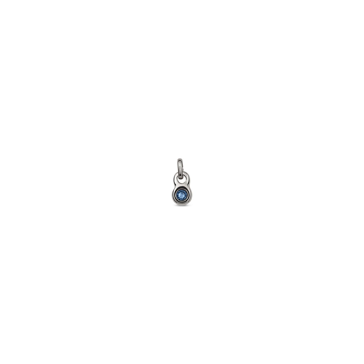 VERZILVERDE CHARME VAN METAALLEGERING MET EEN RONDE VORM EN EEN BLAUW KRISTAL