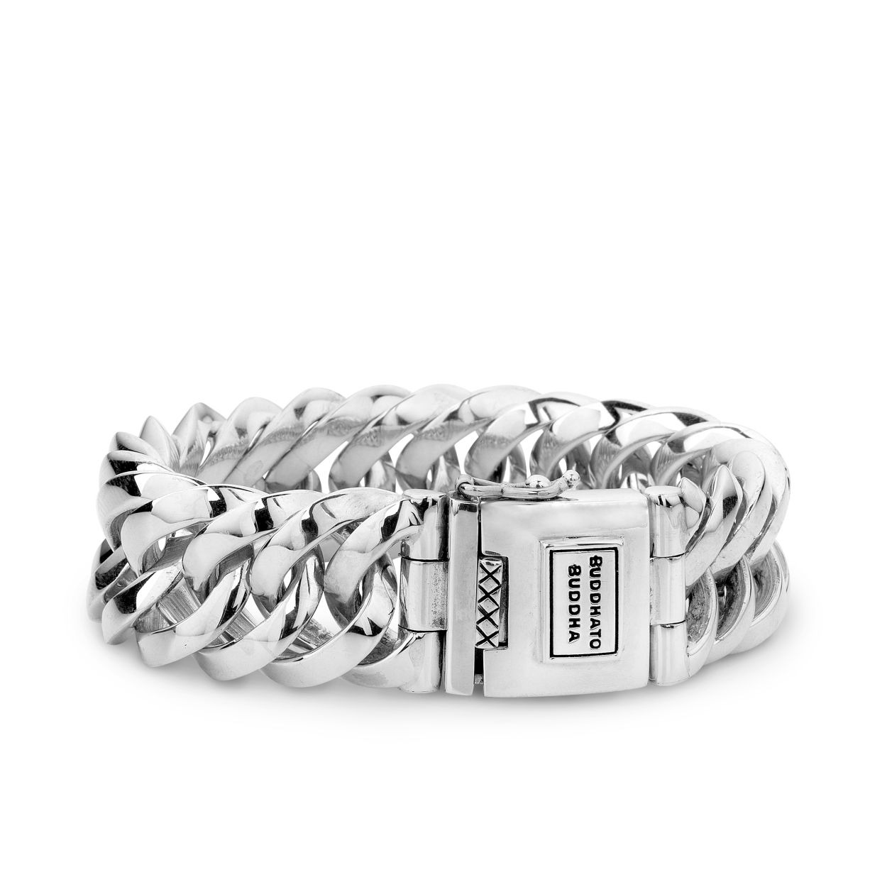 Buddha To Buddha  925 sterling brede massief zilveren fantasie schakelarmband met veiligheidsachtje. Model: 080- Chain Big -F dat is 21 cm