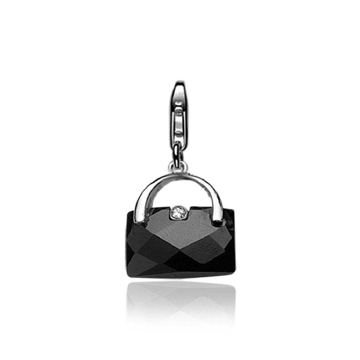 Zinzi zilveren bedel tasje zwart CHARMS127