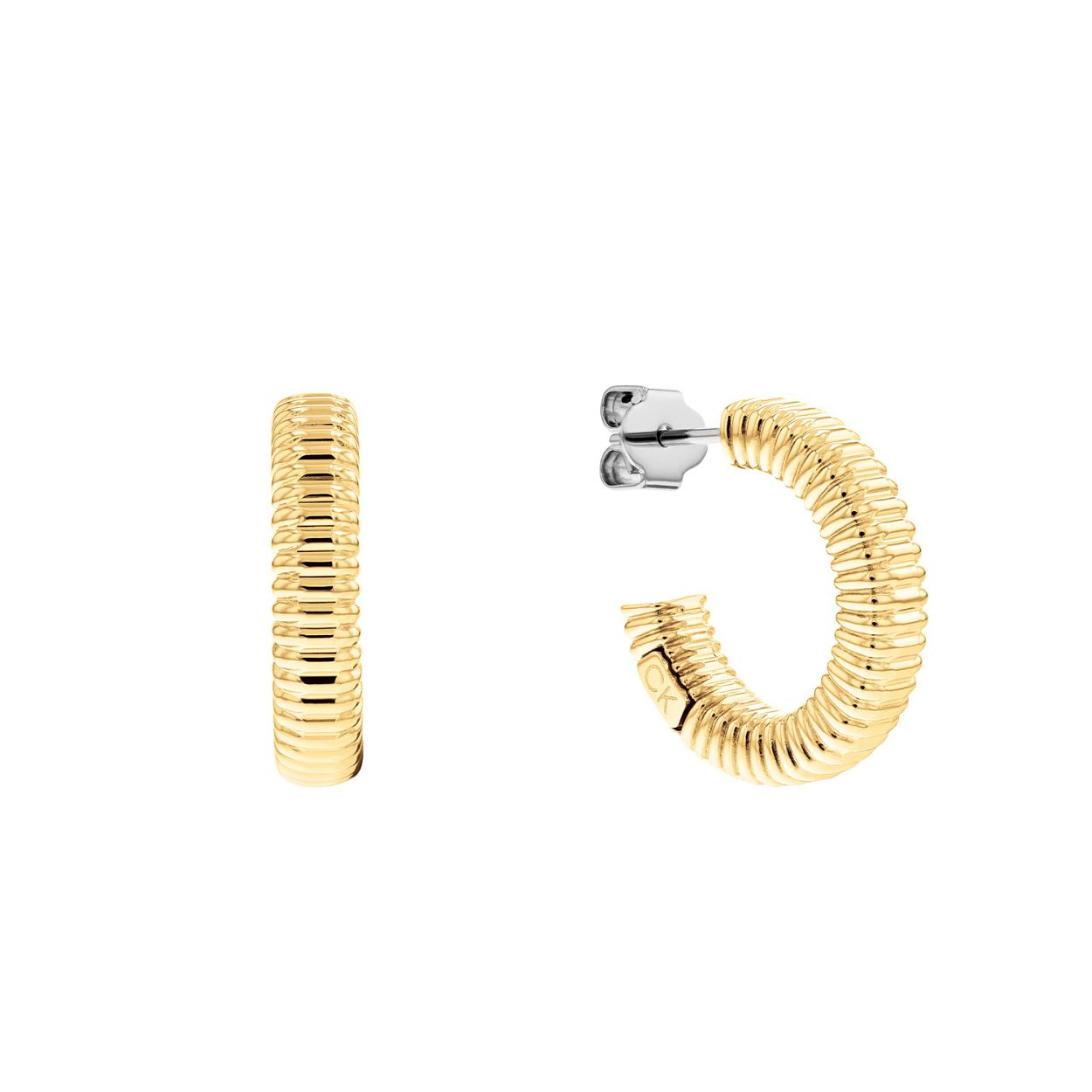Calvin Klein stalen oorsieraad geel verguld CJ35000032. 
Playful Oorringen Staal - 3x4 mm