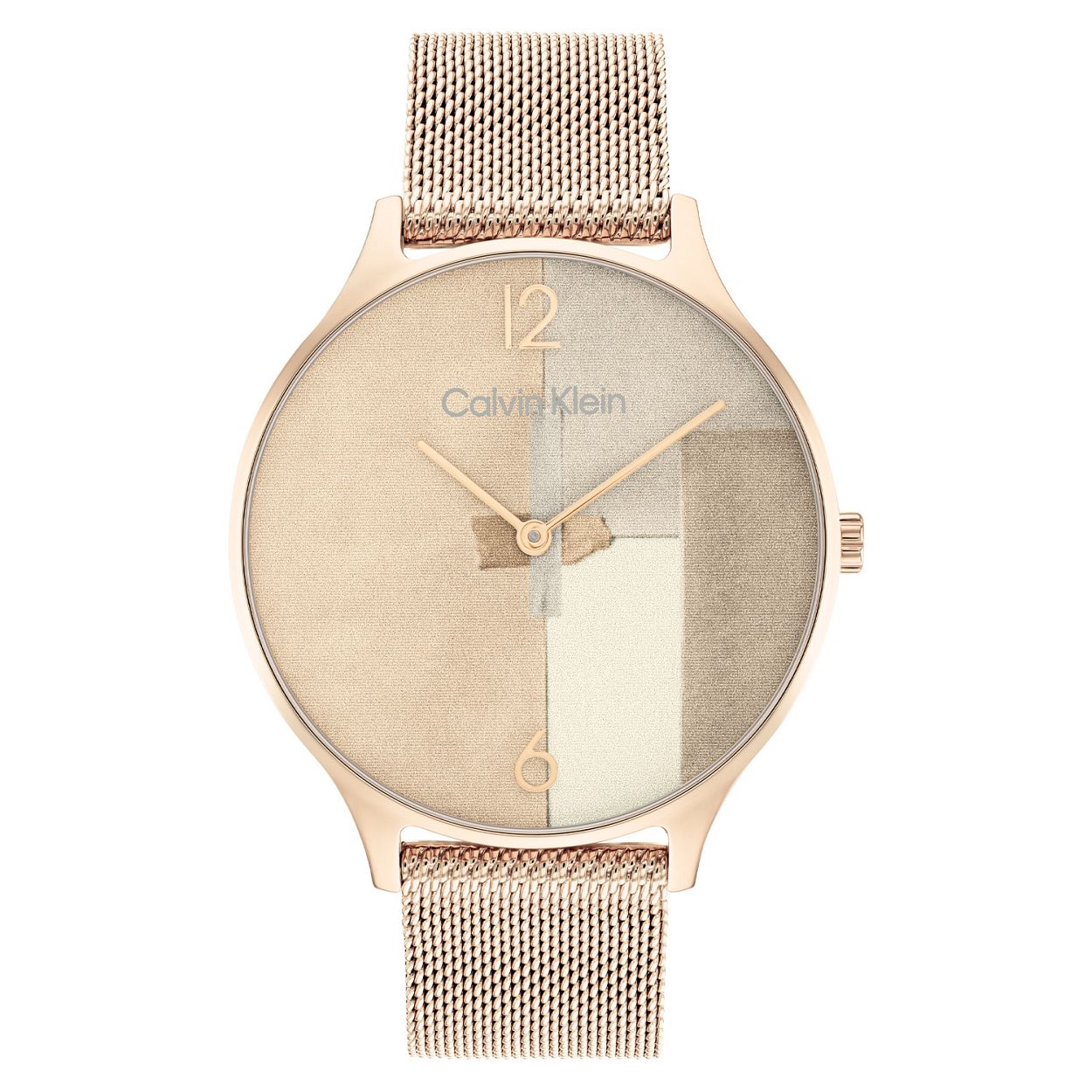 Calvin Klein CK25200006 Dames Staal Horloge 38mm 
Dit Calvin Klein dameshorloge met nr CK25200006 heeft een strak en minimalistisch ontwerp. De stijlvolle ronde gladde stalen kast heeft een bruin beige gekleurde bewerkte wijzerplaat met alleen de 12 en 6 aanduiding, de merknaam, en hele fijne wijzers. Aan de ros�kleurige kast zit een ros�kleurige milanese band, dat geeft een chique uiterlijk. Het strakke horloge heeft een mineraalglas, een doorsnee van 38mm en is 3 ATM.

OVER CALVIN KLEIN
Calvin Klein is een wereldwijd lifestylemerk dat gewaagde, vooruitstrevende idealen en een verleidelijke, vaak minimalistische, esthetiek nastreeft. Calvin Klein werd groot in de jaren 70 door haar mode- en merkjeans collecties. In de jaren 80 lanceerde Calvin Klein haar spraakmakende ondergoed dat uitdrukkelijk van logo �s voorzien was. Vanwege het grote succes is het merk ook succesvol uitgerold in Accessoires, Parfums, Home, Brillen, Golf, Horloges en Sieraden.
Sinds de oprichting in 1968 door Calvin Klein, heeft het merk haar reputatie opgebouwd als leider in de Amerikaanse mode, dankzij een cleane esthetiek en innovatieve ontwerpen. Calvin Klein wil haar publiek verleiden en inspireren door middel van provocerende beelden en opvallende ontwerpen die prikkelen. 

SPECIFICATIES:
- Mineraalglas
- Ros�kleurige stalen kast
- Bruine wijzerplaat 
- Rosekleurige milanese band
- Ronde kastvorm, 38mm
- 3 ATM
