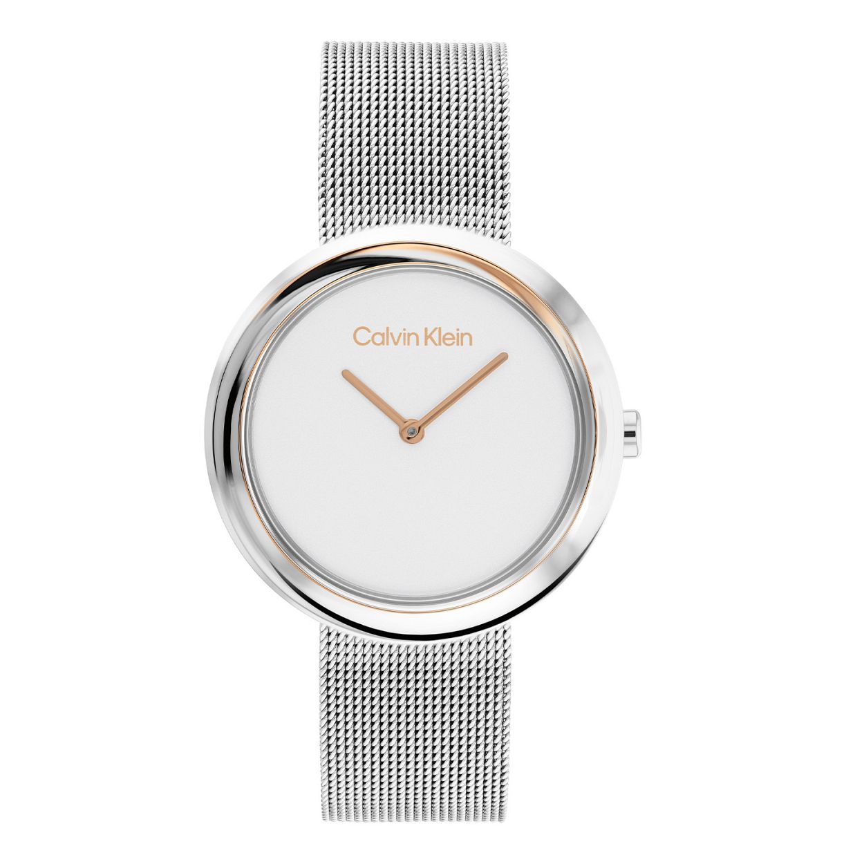 Calvin Klein CK25200011 Dames Staal Horloge 34mm 
Dit Calvin Klein dameshorloge met nr CK25200011 heeft een strak en minimalistisch ontwerp. De stijlvolle ronde gladde stalen kast heeft een matte zilverkleurige wijzerplaat waarop fijne wijzers en het logo zichtbaar zijn. Direct aan de bi-color kast zit een zilverkleurige fijne milanese band. Het stijlvolle horloge heeft een mineraalglas, een doorsnee van 34mm en is 3 ATM.

OVER CALVIN KLEIN
Calvin Klein is een wereldwijd lifestylemerk dat gewaagde, vooruitstrevende idealen en een verleidelijke, vaak minimalistische, esthetiek nastreeft. Calvin Klein werd groot in de jaren 70 door haar mode- en merkjeans collecties. In de jaren 80 lanceerde Calvin Klein haar spraakmakende ondergoed dat uitdrukkelijk van logo �s voorzien was. Vanwege het grote succes is het merk ook succesvol uitgerold in Accessoires, Parfums, Home, Brillen, Golf, Horloges en Sieraden.
Sinds de oprichting in 1968 door Calvin Klein, heeft het merk haar reputatie opgebouwd als leider in de Amerikaanse mode, dankzij een cleane esthetiek en innovatieve ontwerpen. Calvin Klein wil haar publiek verleiden en inspireren door middel van provocerende beelden en opvallende ontwerpen die prikkelen. 

SPECIFICATIES:
- Mineraalglas
- Zilverkleurige stalen kast
- Zilverkleurige wijzerplaat 
- Zilverkleurige milanese band
- Ronde kastvorm, 34mm
- 3 ATM
