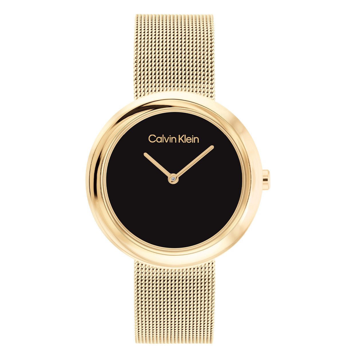 Calvin Klein CK25200012 Dames Staal Horloge 34mm 
Dit Calvin Klein dameshorloge met nr CK25200012 heeft een strak en minimalistisch ontwerp. De stijlvolle ronde gladde stalen kast heeft een zwarte wijzerplaat waarop fijne wijzers en het logo zichtbaar zijn. Direct aan de goudkleurige kast zit een goudkleurige fijne milanese band. Het stijlvolle horloge heeft een mineraalglas, een doorsnee van 34mm en is 3 ATM.

OVER CALVIN KLEIN
Calvin Klein is een wereldwijd lifestylemerk dat gewaagde, vooruitstrevende idealen en een verleidelijke, vaak minimalistische, esthetiek nastreeft. Calvin Klein werd groot in de jaren 70 door haar mode- en merkjeans collecties. In de jaren 80 lanceerde Calvin Klein haar spraakmakende ondergoed dat uitdrukkelijk van logo �s voorzien was. Vanwege het grote succes is het merk ook succesvol uitgerold in Accessoires, Parfums, Home, Brillen, Golf, Horloges en Sieraden.
Sinds de oprichting in 1968 door Calvin Klein, heeft het merk haar reputatie opgebouwd als leider in de Amerikaanse mode, dankzij een cleane esthetiek en innovatieve ontwerpen. Calvin Klein wil haar publiek verleiden en inspireren door middel van provocerende beelden en opvallende ontwerpen die prikkelen. 

SPECIFICATIES:
- Mineraalglas
- Goudkleurige stalen kast
- Zwarte wijzerplaat 
- Goudkleurige milanese band
- Ronde kastvorm, 34mm
- 3 ATM
