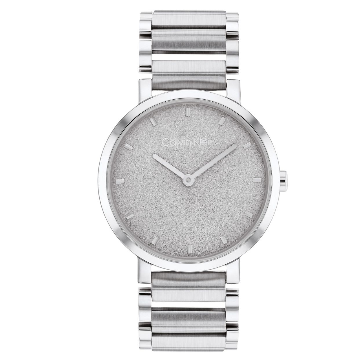 Calvin Klein CK25200085 Dames Staal Horloge 34mm 
Dit Calvin Klein dameshorloge met nr CK25200085 heeft een strak en minimalistisch ontwerp. De stijlvolle ronde gladde stalen kast heeft een zilverwitte wijzerplaat waarop een fijne uurs aanduiding, fijne wijzers en het logo zichtbaar zijn. Direct aan de kast zit een stalen opengewerkte schakelband. Het stijlvolle horloge heeft een mineraalglas, een doorsnee van 34mm en is 3 ATM.

OVER CALVIN KLEIN
Calvin Klein is een wereldwijd lifestylemerk dat gewaagde, vooruitstrevende idealen en een verleidelijke, vaak minimalistische, esthetiek nastreeft. Calvin Klein werd groot in de jaren 70 door haar mode- en merkjeans collecties. In de jaren 80 lanceerde Calvin Klein haar spraakmakende ondergoed dat uitdrukkelijk van logo �s voorzien was. Vanwege het grote succes is het merk ook succesvol uitgerold in Accessoires, Parfums, Home, Brillen, Golf, Horloges en Sieraden.
Sinds de oprichting in 1968 door Calvin Klein, heeft het merk haar reputatie opgebouwd als leider in de Amerikaanse mode, dankzij een cleane esthetiek en innovatieve ontwerpen. Calvin Klein wil haar publiek verleiden en inspireren door middel van provocerende beelden en opvallende ontwerpen die prikkelen. 

SPECIFICATIES:
- Mineraalglas
- Zilverkleurige stalen kast
- Zilverkleurige wijzerplaat 
- Zilverkleurige schakelband
- Ronde kastvorm, 34mm
- 3 ATM
