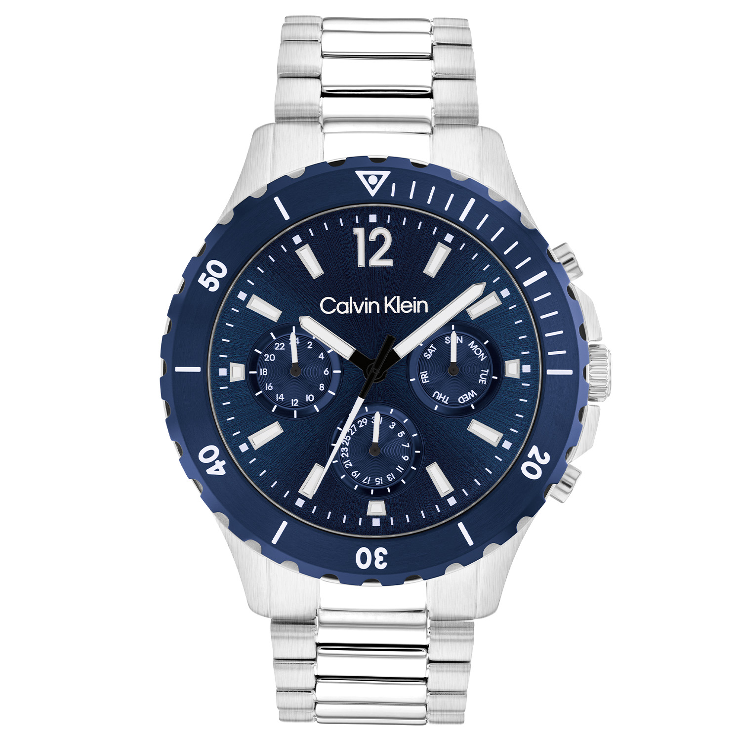 Calvin Klein CK25200115 Heren Horloge

- Behuizing gemaakt van jstaal, in zilverkleurig
- Horlogeband gemaakt van staal, in zilverkleurig, met vlinder- of vouwsluiting
- Quartz uurwerk, werkt op een batterij
- Datum weergave
- Voorzien van mineraalglas
- 3 ATM waterdicht, bestand tegen spatwater zoals handen wassen.
- Breedte van de behuizing is 44 mm

Wordt geleverd in originele Calvin Klein horlogedoos en 2 jaar officiële garantie.