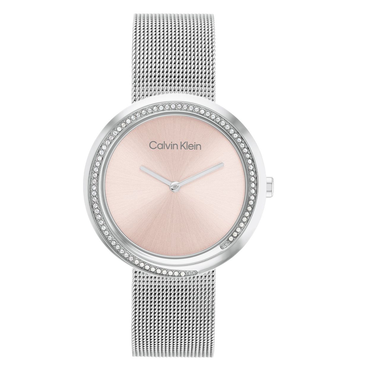 Calvin Klein CK25200149 Dames Staal Horloge 34mm 
Dit Calvin Klein dameshorloge met nr CK25200149 is een chique en minimalistisch ontwerp. De stijlvolle ronde gladde stalen kast heeft een poederkleurige sunray wijzerplaat met en een bezel vol gezet met kristallen. Op de wijzerplaat is alleen de merknaam gedrukt en de tijd wordt aangegeven met de hele fijne wijzers. Aan de zilverkleurige kast zit een zilverkleurige milanese band. Het sierlijke horloge heeft een mineraalglas, een doorsnee van 34mm en is 3 ATM.

OVER CALVIN KLEIN
Calvin Klein is een wereldwijd lifestylemerk dat gewaagde, vooruitstrevende idealen en een verleidelijke, vaak minimalistische, esthetiek nastreeft. Calvin Klein werd groot in de jaren 70 door haar mode- en merkjeans collecties. In de jaren 80 lanceerde Calvin Klein haar spraakmakende ondergoed dat uitdrukkelijk van logo ’s voorzien was. Vanwege het grote succes is het merk ook succesvol uitgerold in Accessoires, Parfums, Home, Brillen, Golf, Horloges en Sieraden.
Sinds de oprichting in 1968 door Calvin Klein, heeft het merk haar reputatie opgebouwd als leider in de Amerikaanse mode, dankzij een cleane esthetiek en innovatieve ontwerpen. Calvin Klein wil haar publiek verleiden en inspireren door middel van provocerende beelden en opvallende ontwerpen die prikkelen. 

SPECIFICATIES:
- Mineraalglas
- Zilverkleurige stalen kast
- Poederkleurige wijzerplaat 
- Zilverkleurige milanese band
- Ronde kastvorm, Ø 34mm
- 3 ATM