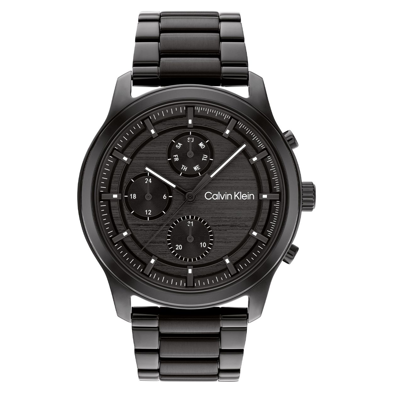 Calvin Klein CK25200209 Heren Staal Horloge 44mm 
Dit Calvin Klein herenhorloge met nr CK25200209 is een sportief en stoer ontwerp. Het multifunctionele horloge heeft een zwarte stalen kast met een zwarte wijzerplaat met dag, datum en 24-uursaanduiding. Aan de kast van het horloge zit een zwarte mat glimmende schakelband met een vouwsluiting. Het horloge heeft een mineraalglas, een doorsnee van 44mm en is 3 ATM.

OVER CALVIN KLEIN
Calvin Klein is een wereldwijd lifestylemerk dat gewaagde, vooruitstrevende idealen en een verleidelijke, vaak minimalistische, esthetiek nastreeft. Calvin Klein werd groot in de jaren 70 door haar mode- en merkjeans collecties. In de jaren 80 lanceerde Calvin Klein haar spraakmakende ondergoed dat uitdrukkelijk van logo ’s voorzien was. Vanwege het grote succes is het merk ook succesvol uitgerold in Accessoires, Parfums, Home, Brillen, Golf, Horloges en Sieraden.
Sinds de oprichting in 1968 door Calvin Klein, heeft het merk haar reputatie opgebouwd als leider in de Amerikaanse mode, dankzij een cleane esthetiek en innovatieve ontwerpen. Calvin Klein wil haar publiek verleiden en inspireren door middel van provocerende beelden en opvallende ontwerpen die prikkelen. 

SPECIFICATIES:
- Mineraalglas
- Zwarte stalen kast
- Zwarte wijzerplaat 
- Zwarte schakelband
- Ronde kastvorm, Ø 44mm
- 3 ATM