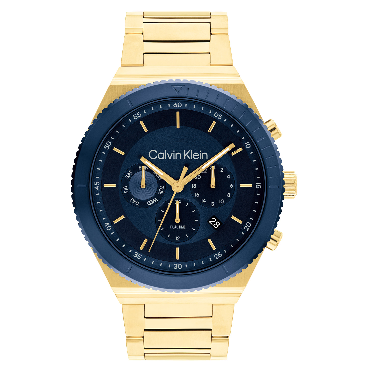 Dit Calvin Klein horloge behoort tot de Fearless collectie.
Referentienummer: 25200302

Dit goudkleurige horloge heeft een stalen kast en band. De goudkleurige indexen en wijzers maakt het horloge goed afleesbaar. De gekartelde bezel zorgt ervoor dat dit horloge een extra stoere uitstraling krijgt. Het horloge is waterbestendig tot 5atm en wordt afgeschermd door mineraalglas.