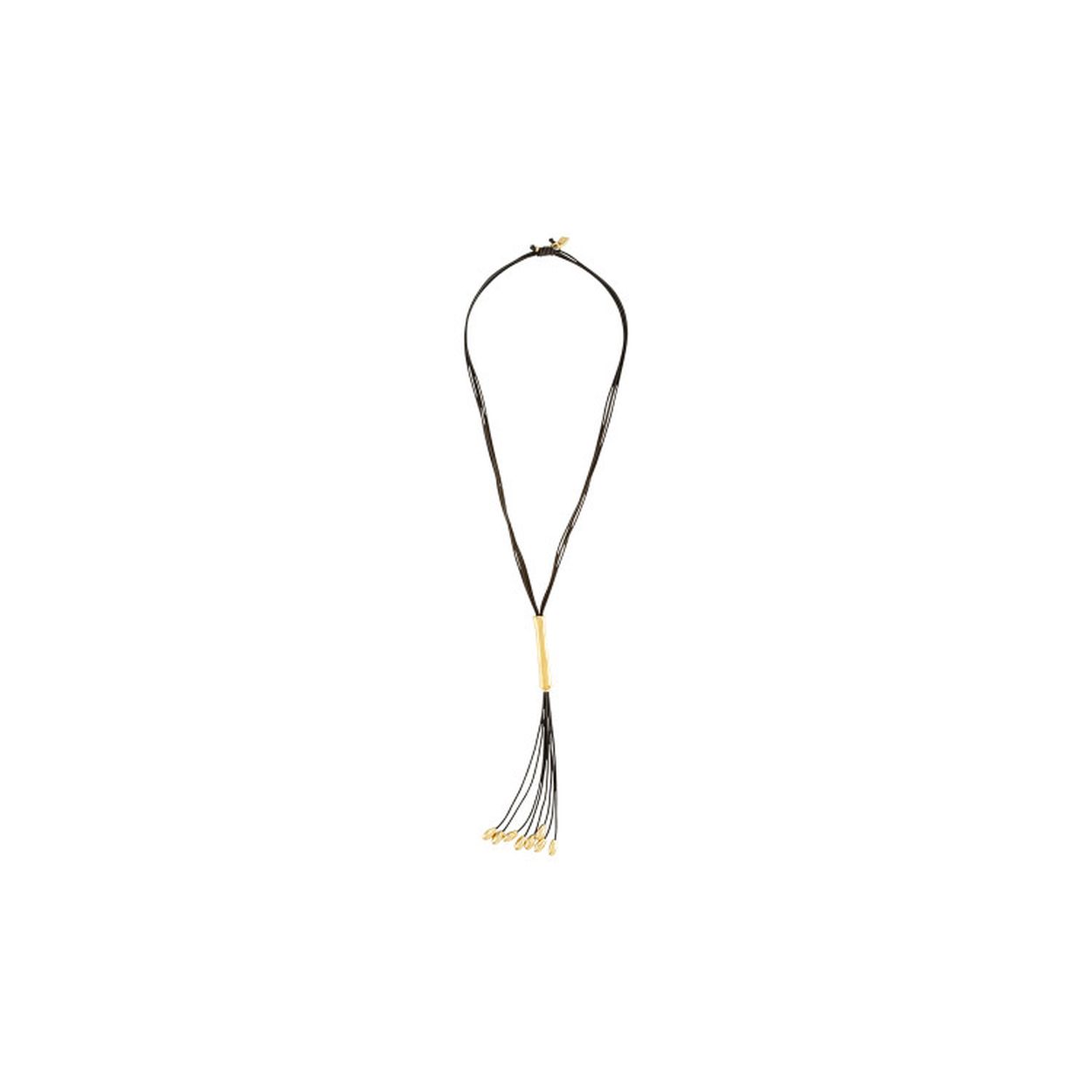 lederen collier bekleed met goudkleurig accenten