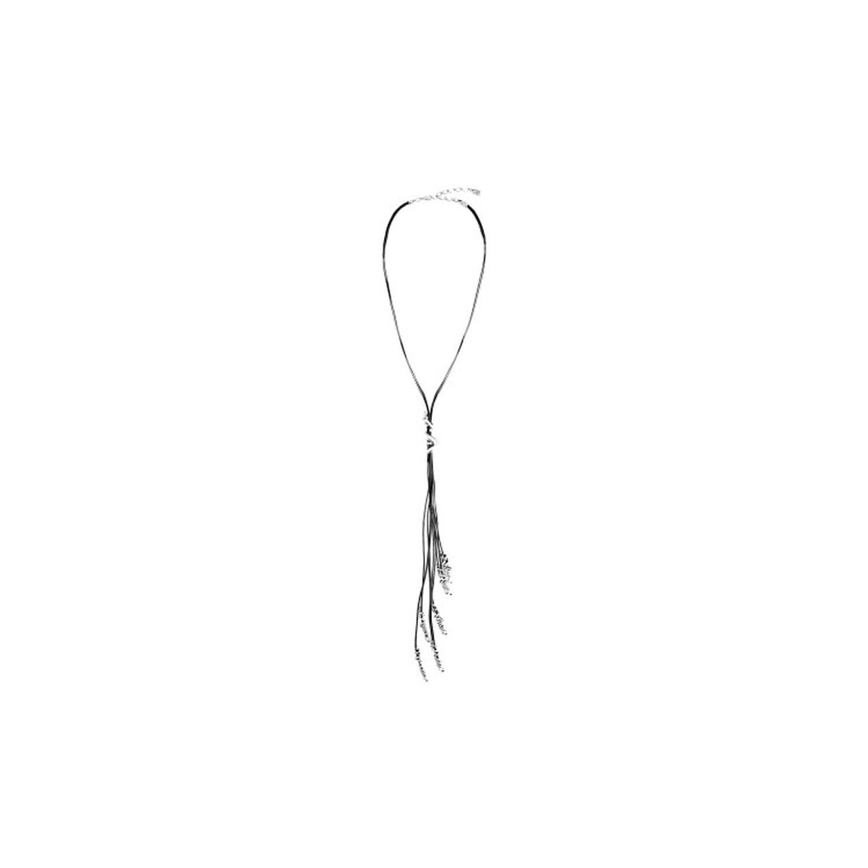 Hanger van leer en 15 micron verzilverd metaallegering.