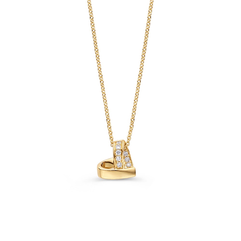 Verfijnd collier met een opvallende hanger in hartvorm, gezet met diamant.�
