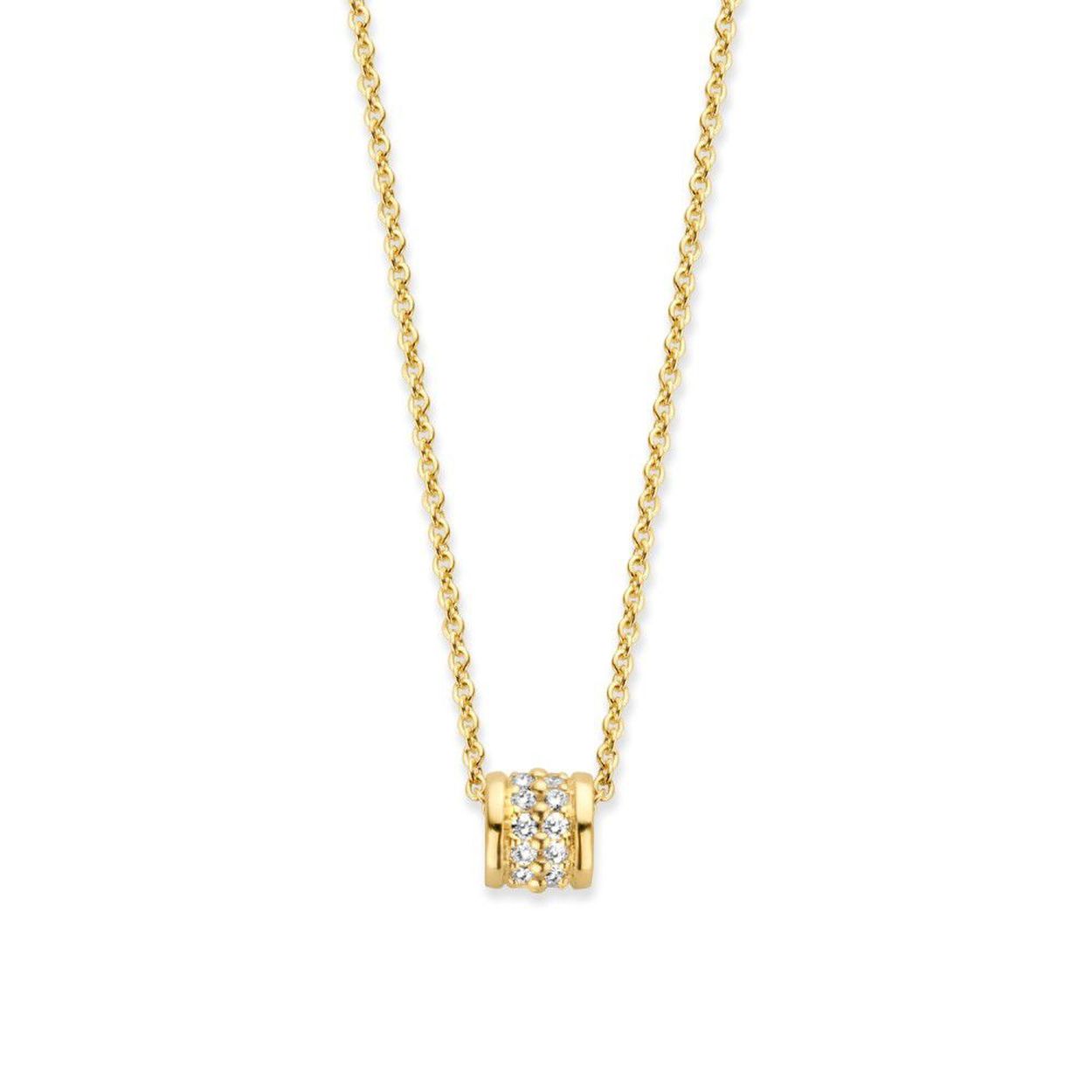 Excellent Jewelry Collier + Hanger 14krt Geelgoud 0.12crt Diamant CP116622
Lengte: 40-41-42 cm
Karaat goud: 14 karaat
Steendetails:
Caraat diamant totaal: 0.12 crt
Kwaliteit diamant: H/SI-1 (Wesselton)
Helderheid: SI-1
Slijpvorm: Briljant