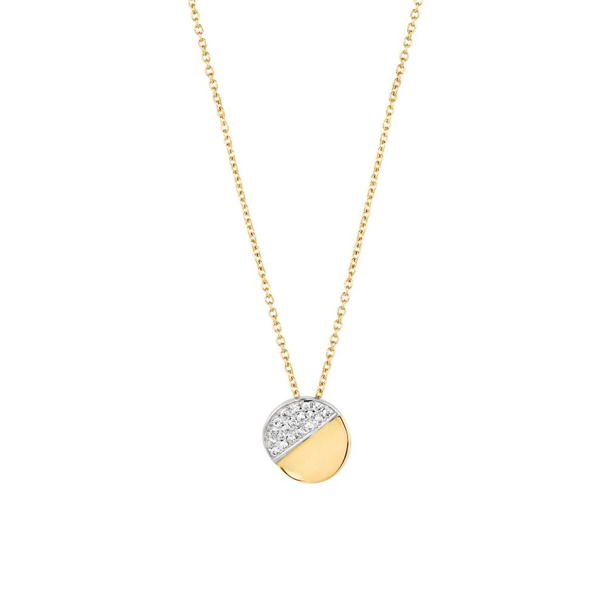 14krt bicolor collier met diamant 0,07 crt H SI.