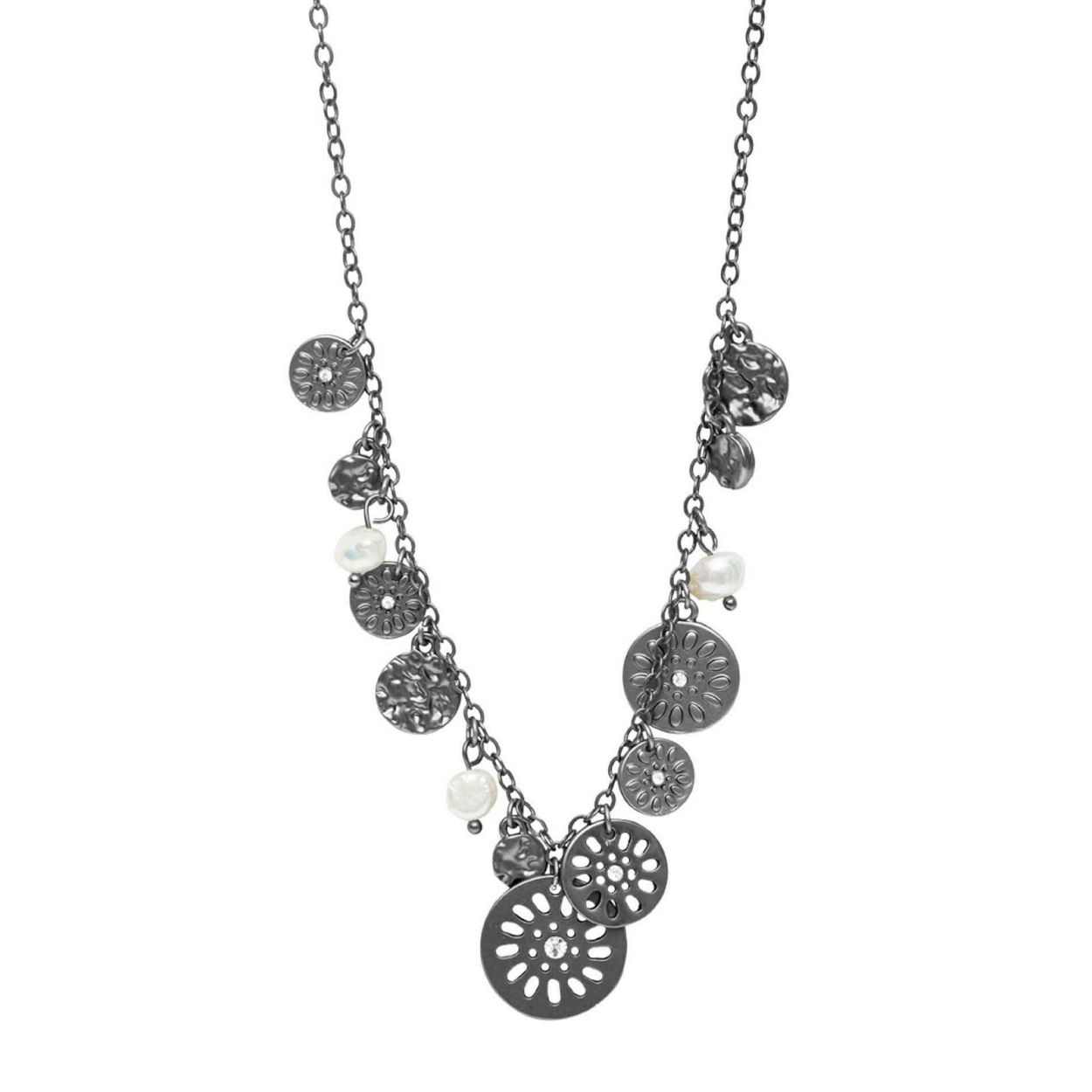 Deze Ketting van het merk Dansk heeft de kleur Antraciet. Dansk Daisy Multi Necklace Hematite Plating
