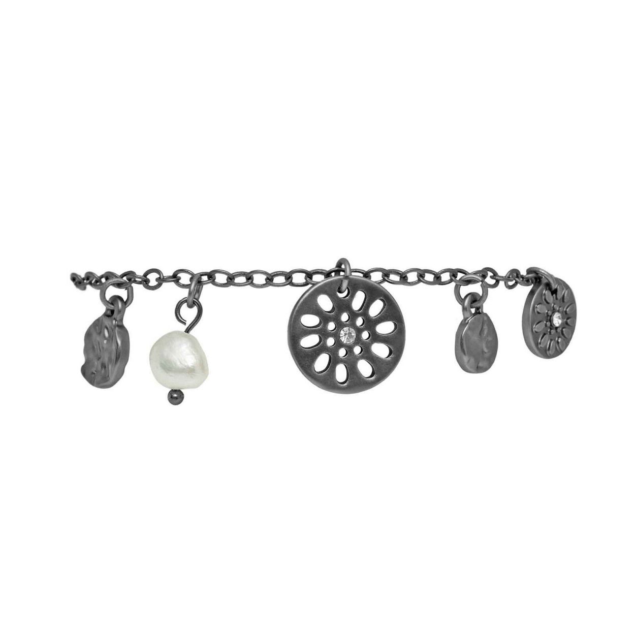 Deze Armband van het merk Dansk heeft de kleur Antraciet. Dansk Daisy Chain Bracelet Hematite Plating
