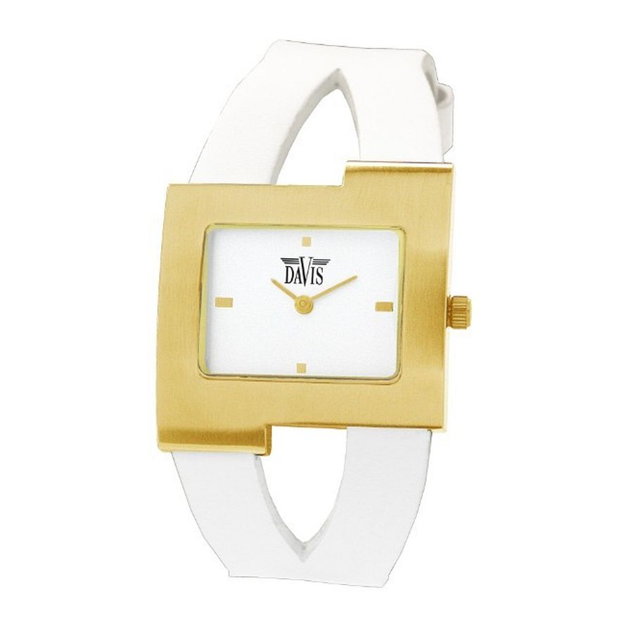 Faith White dameshorloge van het merk Davis. Luxe horloge met witte band en vergulde kast. Dit horloge is simpelweg oogverblindend.