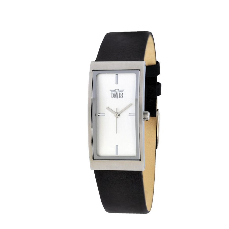 Motion White Leather horloge van het merk Davis. Sierlijk horloge met rechthoekige kast, geschikt voor dames en heren.