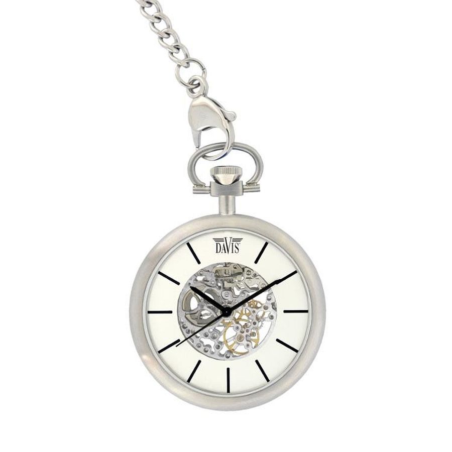 Pocket Watch Mechanical White - van het horlogemerk Davis. Een zakhorloge - met origineel en modern ontwerp - in een witte met zilveren kleur. Bijzonder geschikt voor de ware gentlemen die van een klassieke stijl houdt. De horloges van Davis zijn uniek, origineel en simpelweg een must-have.