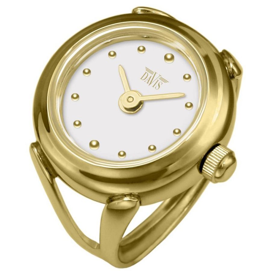 Sofia Ring White ringhorloge voor dames van het merk Davis. Dit artikel is in maat verstelbaar. Dit ringhorloge is glamoureus, elegant, en buitengewoon schitterend.