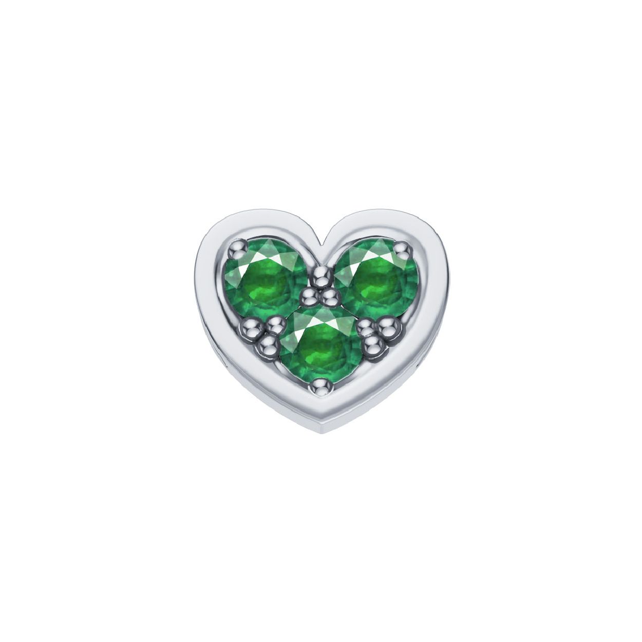 Dit is een bedel gemaakt van witgoud. Het sieraad is van het merk DonnaOro en is gemaakt voor dames.  De bedel bevat een smaragd. Deze is groen van kleur.