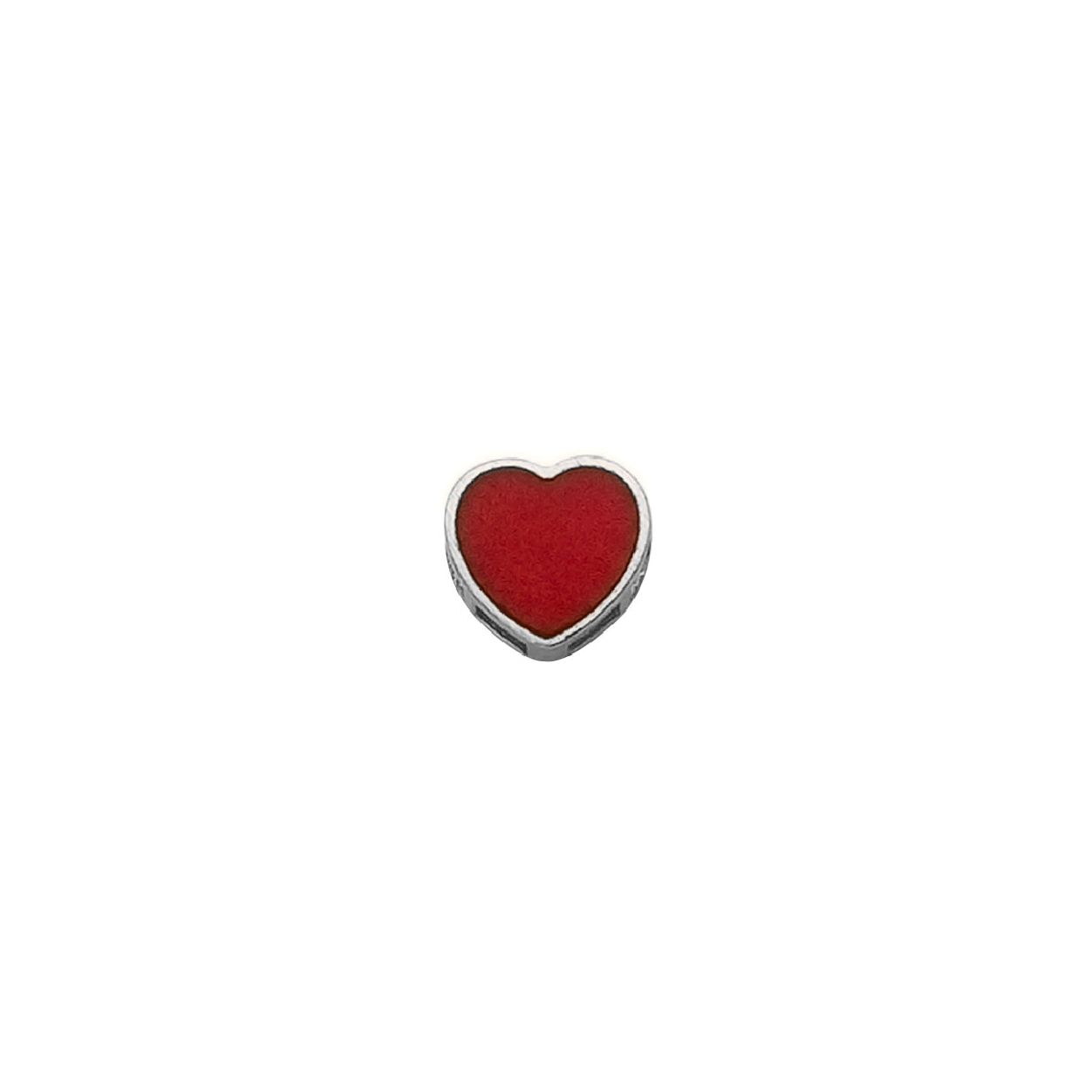 Dit is een bedel gemaakt van witgoud. Het sieraad is van het merk DonnaOro en is gemaakt voor dames.  De bedel bevat een emaille. Deze is rood van kleur.