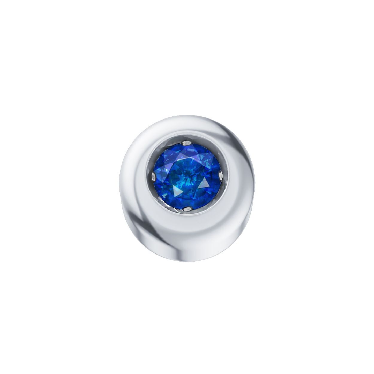 Dit is een bedel gemaakt van witgoud. Het sieraad is van het merk DonnaOro en is gemaakt voor dames.  De bedel bevat een saffier. Deze is blauw van kleur.