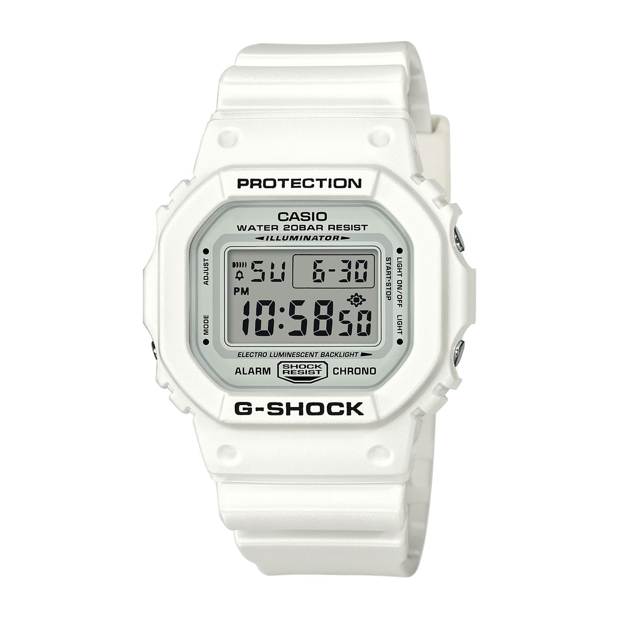 Dit herenhorloge is van het merk Casio. Het is een chronograaf horloge gemaakt van kunststof
De verdere specificaties van het horloge zijn als volgt:
Glassoort: mineraal
Kastmateriaal: kunststof
Waterdichtheid: 20 ATM
Kastkleur: Wit
Bandmateriaal: Kunststof
Bandkleur: Wit
Kastmaat: 43
Wijzerplaatkleur: Wit
Kastvorm: Overig
Sluiting: Gesp