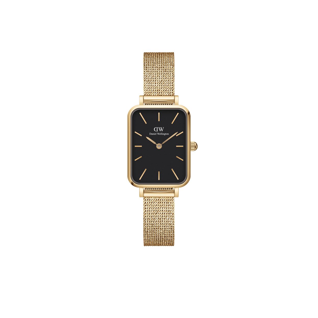 Dit is een prachtig polshorloge van het merk Daniel Wellington uit de collectie: 'QUADRO'.

Verdere specificaties zijn:
Kastmaat: 20X26 mm
Kastkleur: goud
Wijzerplaatkleur: zwart
Bandmaat: 10mm
Bandkleur: goud
Bandmodel: milanees
Bandmateriaal: edelstaal