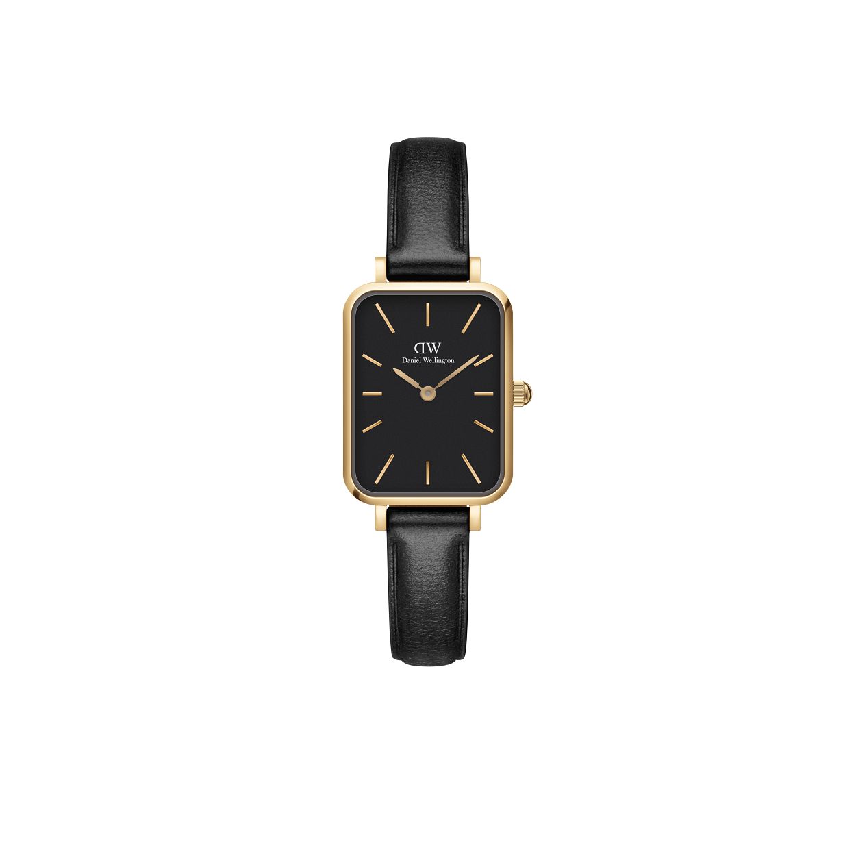 Dit is een prachtig polshorloge van het merk Daniel Wellington uit de collectie: 'QUADRO'.

Verdere specificaties zijn:
Kastmaat: 20X26 mm
Kastkleur: goud
Wijzerplaatkleur: zwart
Bandmaat: 10mm
Bandkleur: zwart
Bandmodel: standaardmodel
Bandmateriaal: echt leer