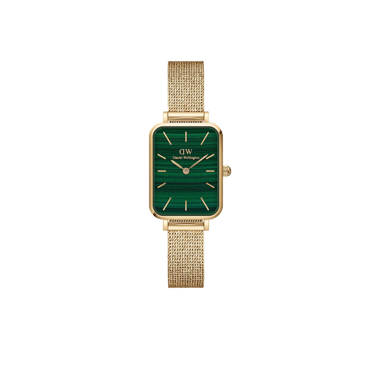 Dit is een prachtig polshorloge van het merk Daniel Wellington uit de collectie: 'QUADRO'.

Verdere specificaties zijn:
Kastmaat: 20X26 mm
Kastkleur: goud
Wijzerplaatkleur: groen
Bandmaat: 10mm
Bandkleur: goud
Bandmodel: milanees
Bandmateriaal: edelstaal
