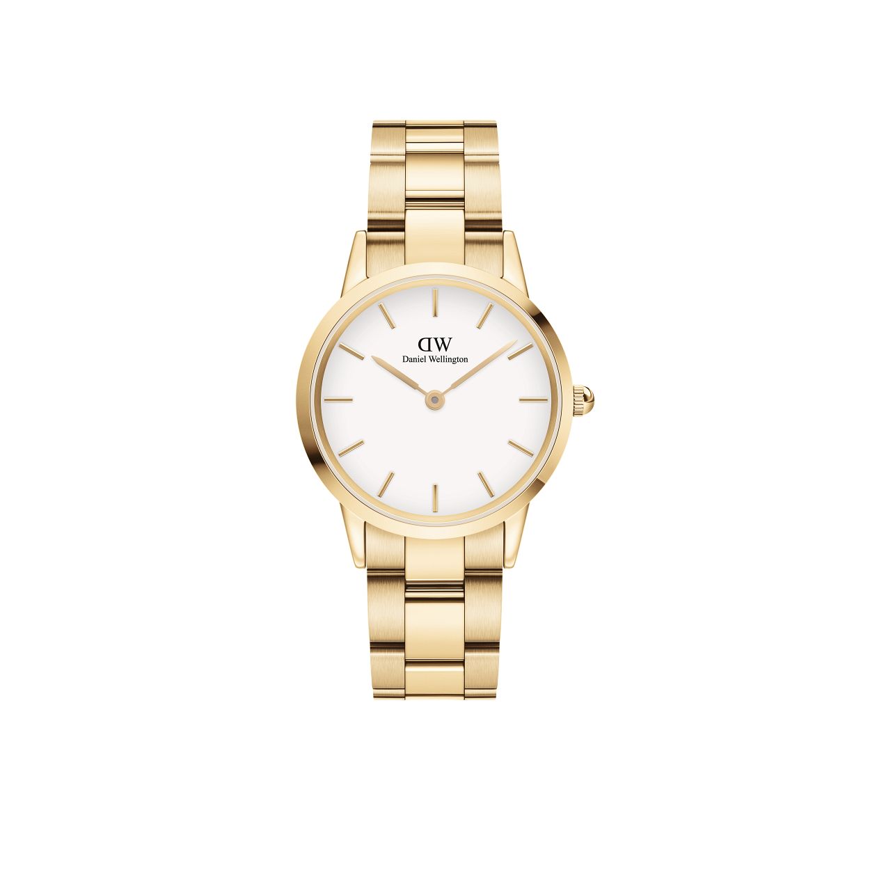 Dit is een prachtig polshorloge van het merk Daniel Wellington uit de collectie: 'ICONIC  '.

Verdere specificaties zijn:
Kastmaat: 32 mm
Kastkleur: goud
Wijzerplaatkleur: wit
Bandmaat: 14mm
Bandkleur: goud
Bandmodel: schakelband
Bandmateriaal: edelstaal