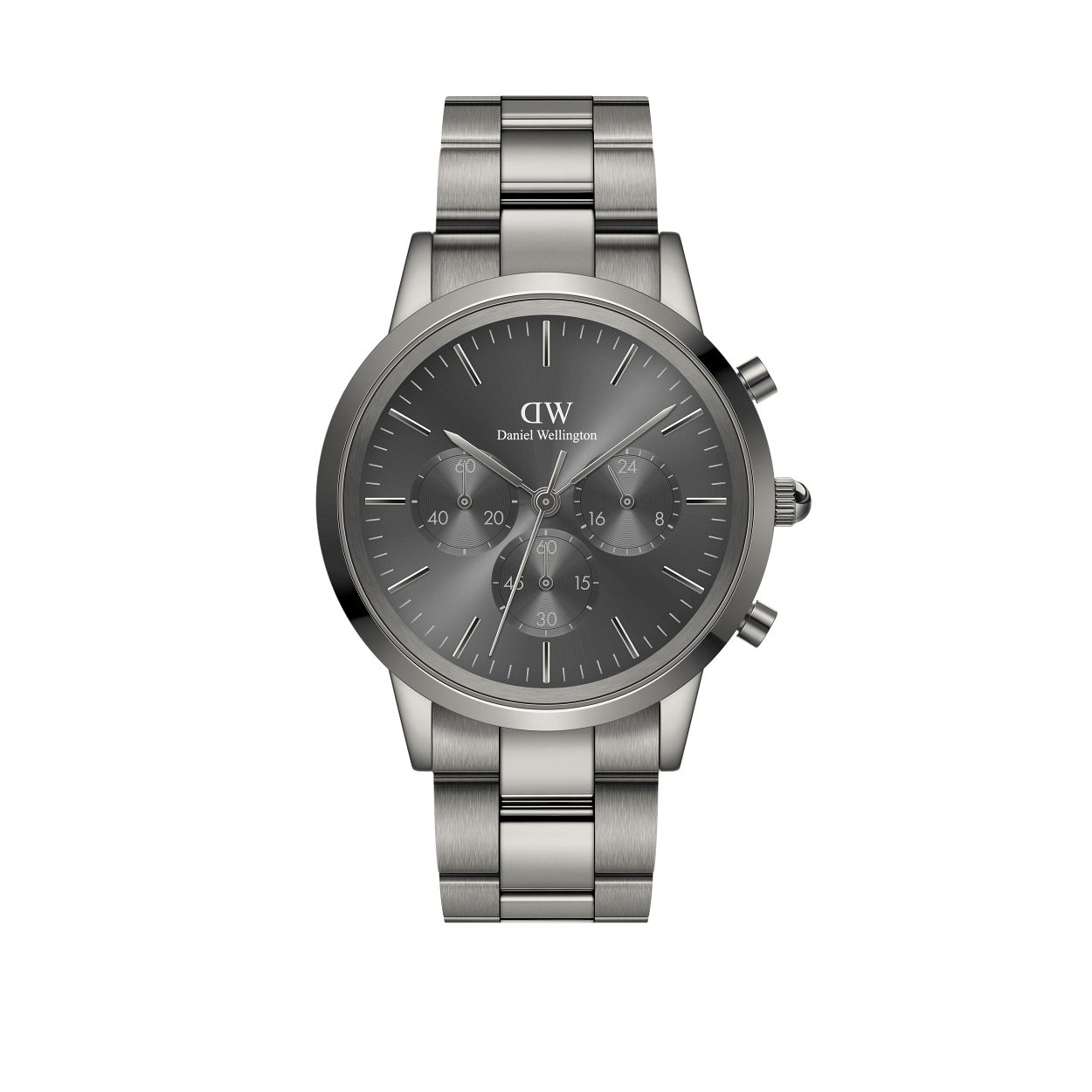 Daniel Wellington CHRONOGRAPHLINK 

Kastmaat: 42MM
Bandmaat: 21MM
Kastkleur: Grijs
Bandkleur: Grijs
Wijzerplaatkleur: Grafiet
