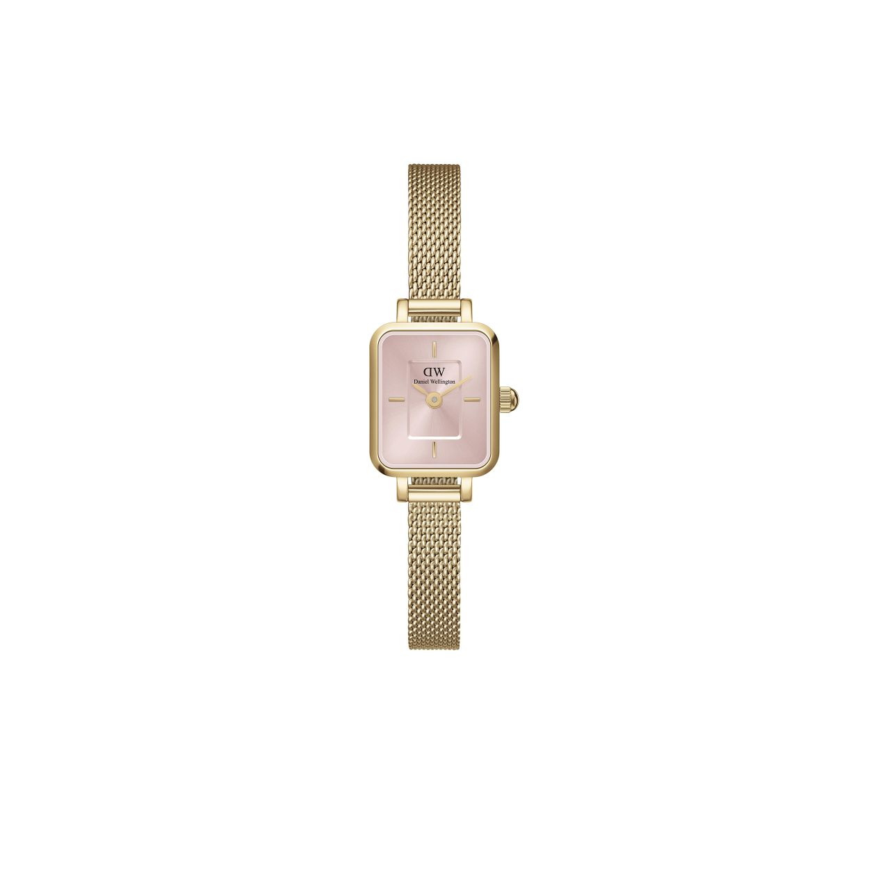Ontworpen op het snijvlak van horloges en sieraden, heeft de Quadro Mini veel te onthullen. Ons kleinste horloge tot nu toe heeft een compacte Quadro-wijzerplaat in blush met een verfijnde sunray-afwerking en twee indexmarkeringen voor een minimalistische look. De stofachtige mesh-armband heeft de delicate allure van een elegante armband; het is echter uitwisselbaar, waardoor het stuk nog veelzijdiger wordt. Zoals de meeste van onze horloges, is dit uurwerk gemaakt van duurzaam 316L roestvrij staal, met een hoogwaardige plating in goud. Dus draag het als een horloge en hou ervan als een voortreffelijk sieraad!