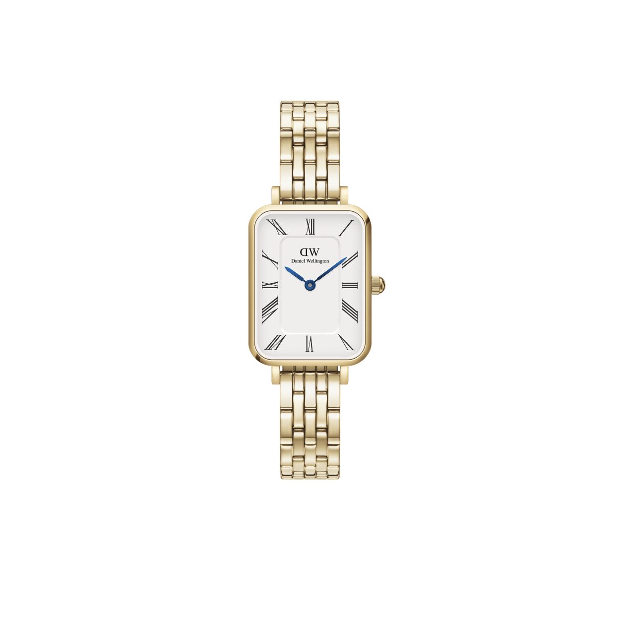 Deze witte Daniel Wellington Horloge Quadro Numeri Romani heeft een gouden afwerking en een klassiek design met Romeinse cijfers. Het horloge heeft een subtiel en elegant uiterlijk, waardoor het perfect is voor dagelijks gebruik of voor speciale gelegenheden. Draag dit horloge met zowel casual als formele outfits voor een tijdloze en stijlvolle look.

**Het beste uiterlijk**: 
Dit prachtige gouden horloge voegt een vleugje elegantie toe aan elke outfit. De Romeinse cijfers geven het een klassiek tintje, perfect voor zowel dagelijks gebruik als voor speciale gelegenheden. Draag het met zowel casual als formele outfits voor een tijdloze en stijlvolle look.