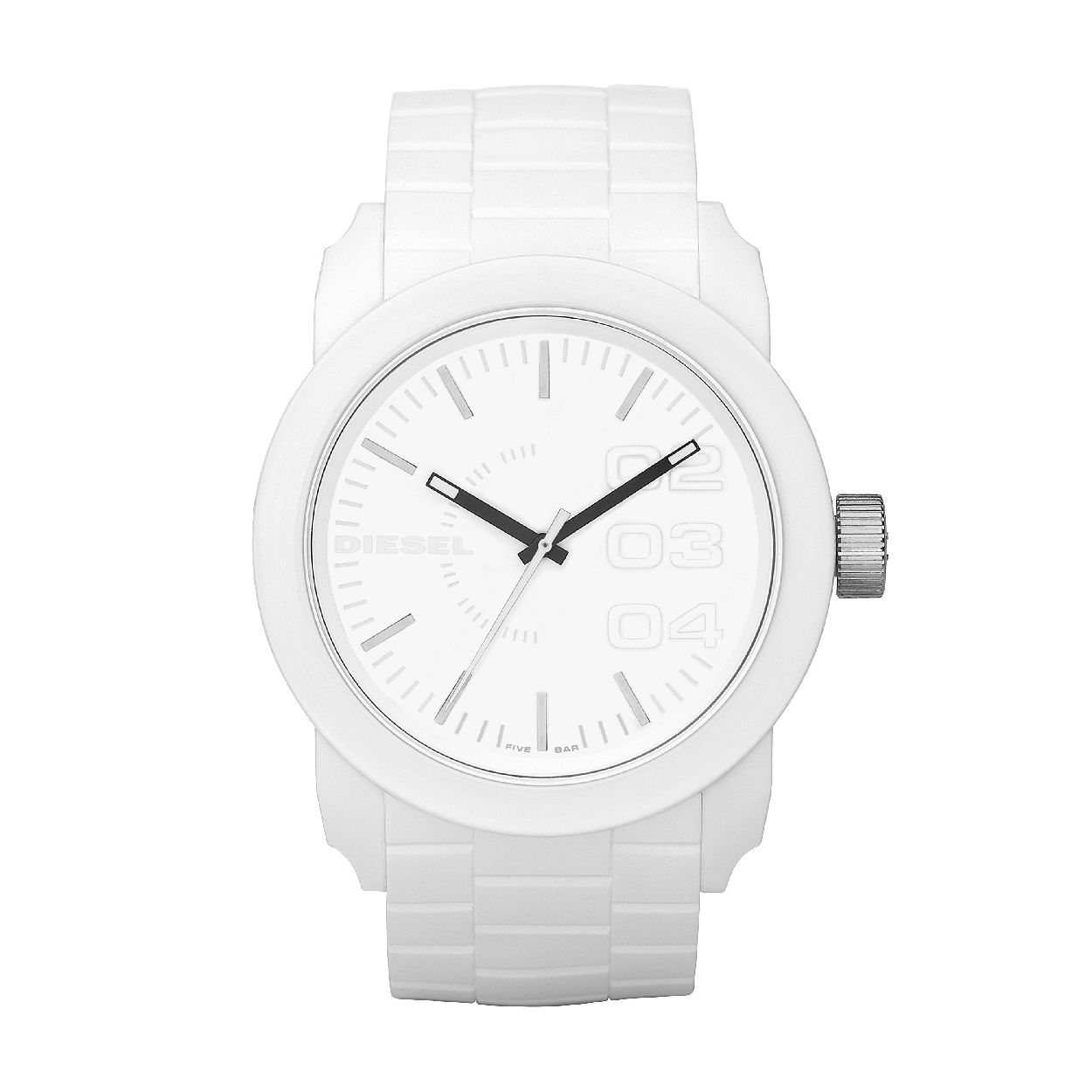 Dit herenhorloge is van het merk Diesel. Het is een  horloge met een band gemaakt van siliconen. De diameter van de kast is 44 mm.
De verdere specificaties van het horloge zijn als volgt:
Bandbreedte (mm): 24
Kastmateriaal: plastic
Techniek: quartz