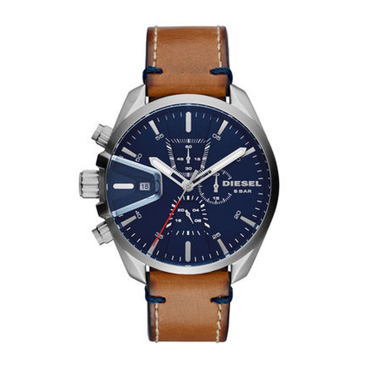 Algemeen
Geslacht: heren
Model: DZ4470

Voordelen
- band echt leer bruin (beige kleurig stiksel)
- chronograaf/stopwatch
- wijzerplaat blauw met zilvere streepjes
- 24 uurs aanduiding
- spat waterdicht: handenwassen, regen
- quartz
- maat kast 47mm (breedte) 12mm (dikte)





