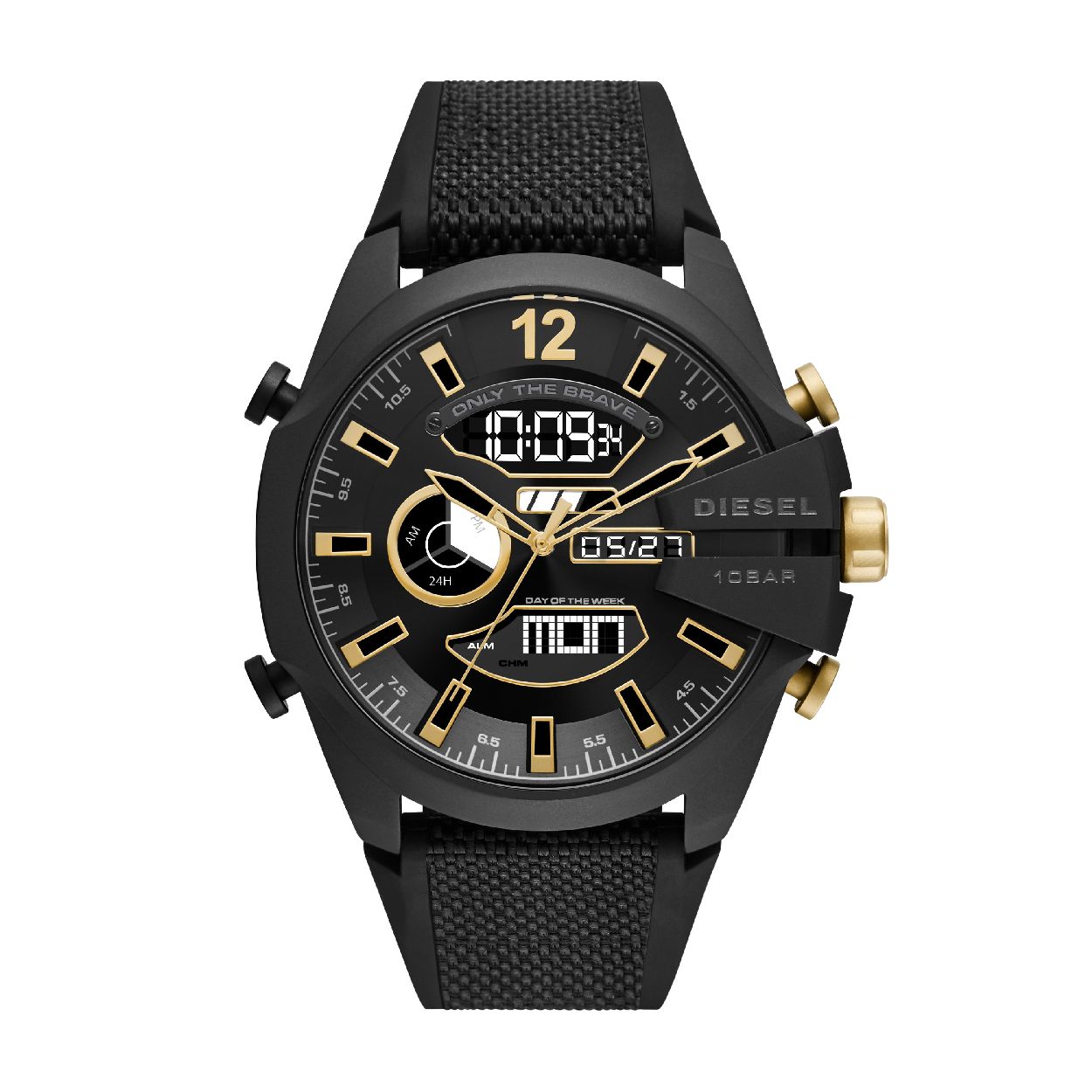Dit herenhorloge is van het merk Diesel. Het is een anadigi horloge met een band gemaakt van . De diameter van de kast is 51 mm.
De verdere specificaties van het horloge zijn als volgt:
Bandbreedte (mm): 26
Kastmateriaal: edelstaal
Techniek: 