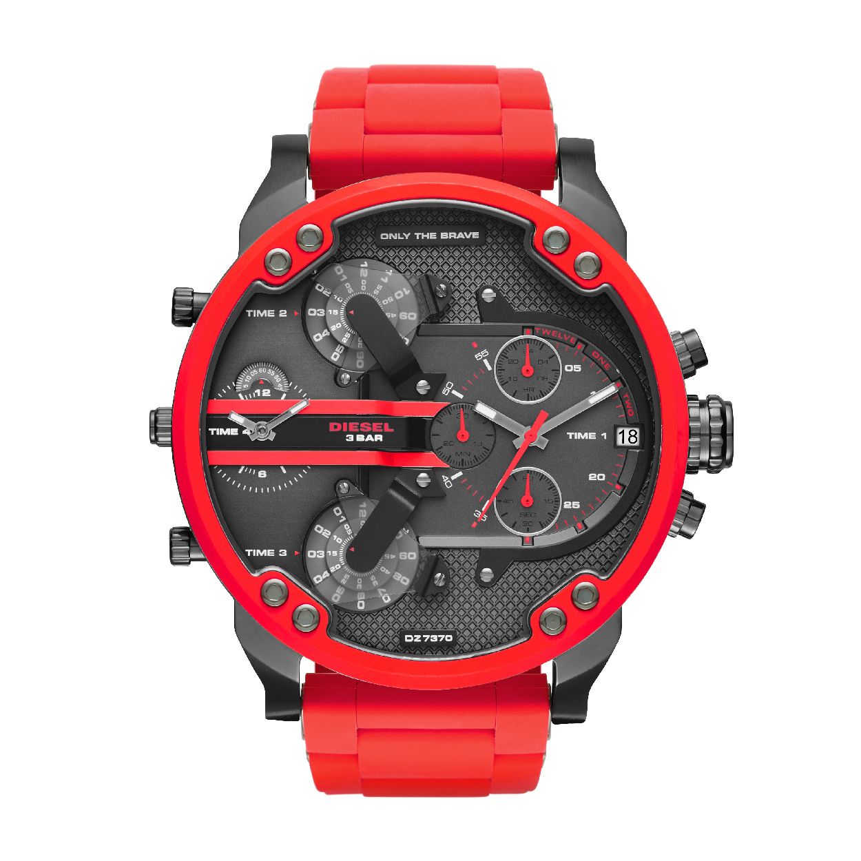 Dit herenhorloge is van het merk Diesel. Het is een  horloge met een band gemaakt van siliconen. De diameter van de kast is 57 mm.
De verdere specificaties van het horloge zijn als volgt:
Bandbreedte (mm): 28
Kastmateriaal: edelstaal
Techniek: quartz