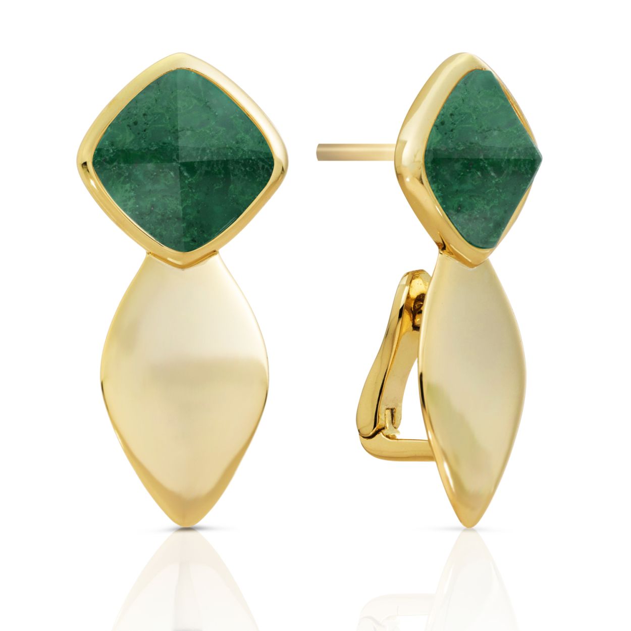 Oorbellen - Goud - Moss Agaat