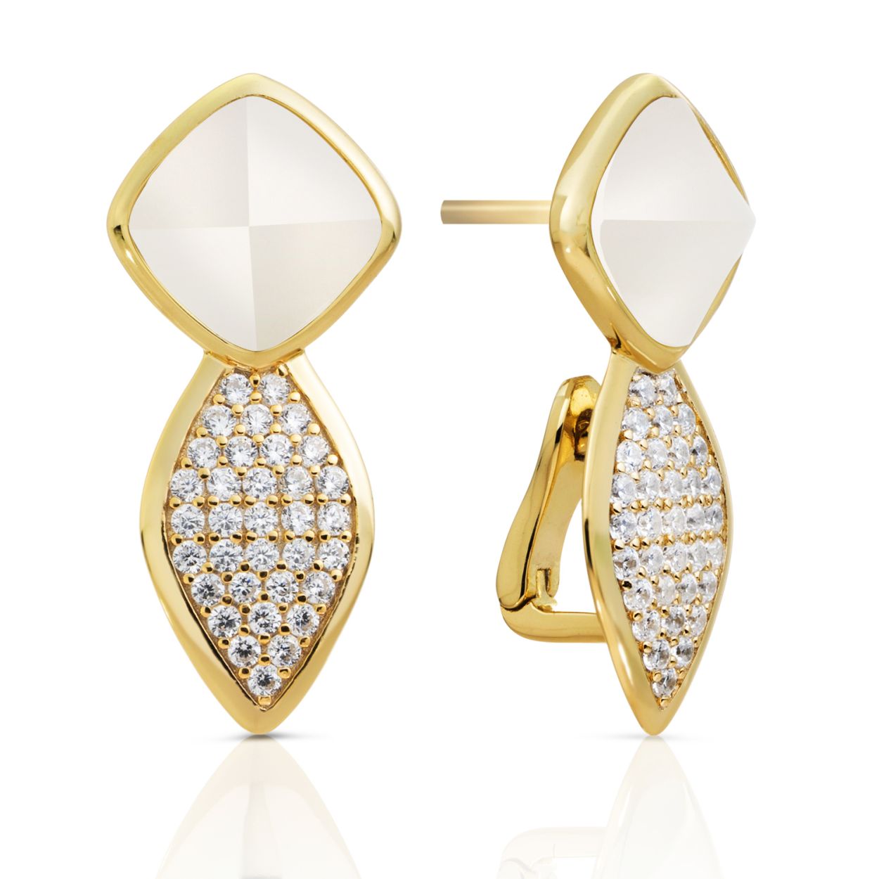 Oorbellen - Kristal Goud - Parel