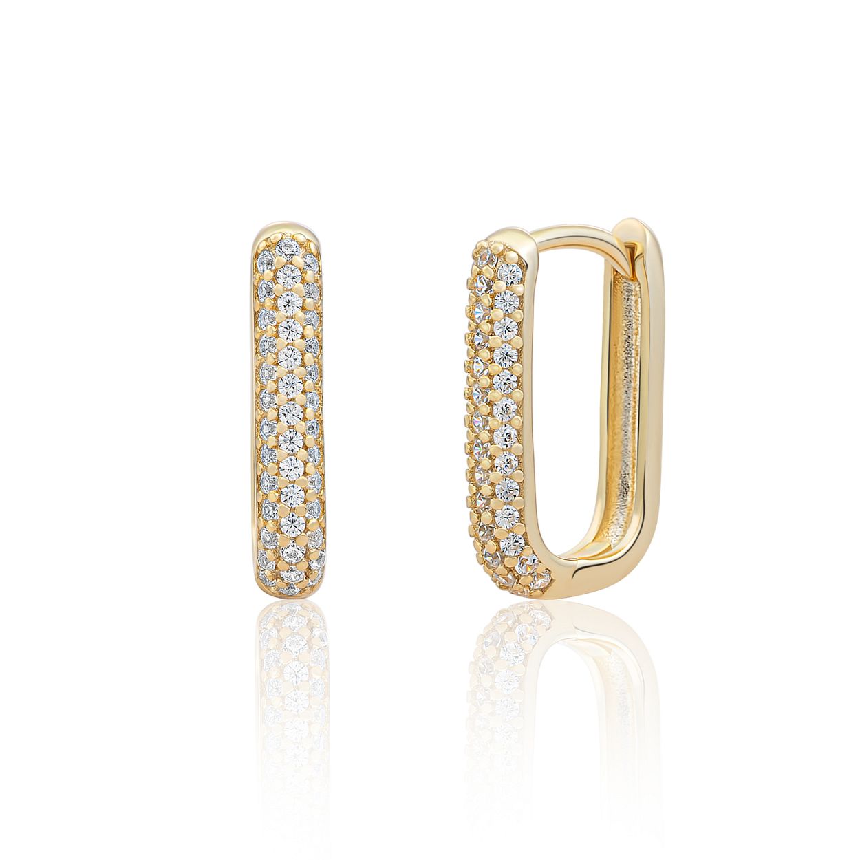 Oorbellen - Square Creolen CZ - Goud