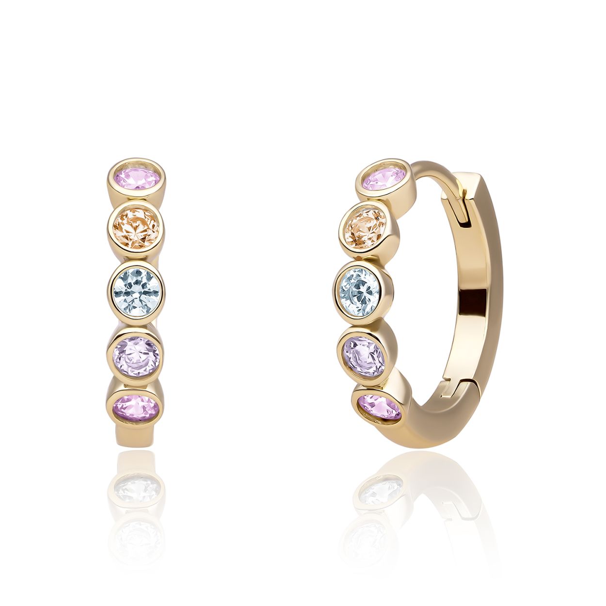 Oorbellen | Tube Huggies Goud - Multi CZ